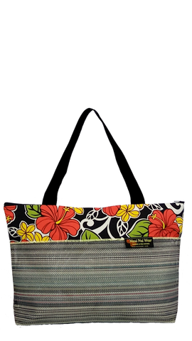 Maui Nui Wear Eco-Friendly Large Mesh Tote Bag Floral `Ele`ele