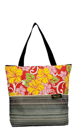 Maui Nui Wear Eco-Friendly XL Mesh Tote Bag Floral `Ula`Ula